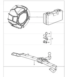 Accessories: snow chains, wheel nut, trailer coupling 911 1984-86