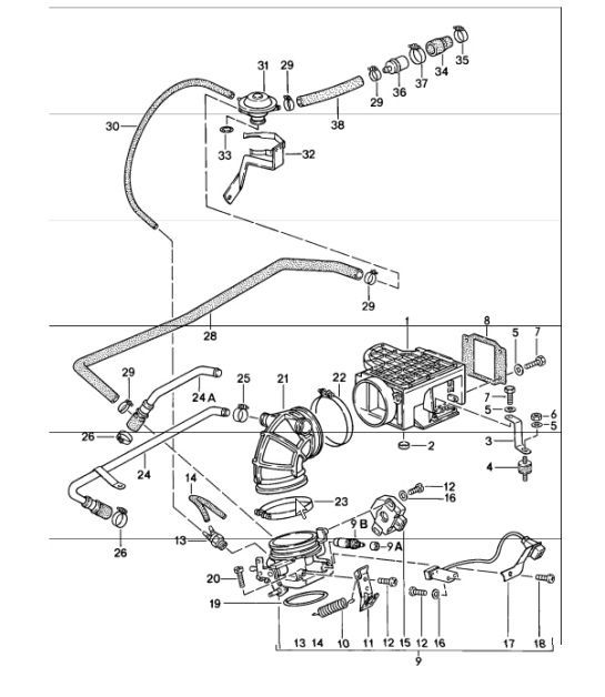 Diagram 107-00 Porsche Boxster S 986 3.2L 2003-04 Motor