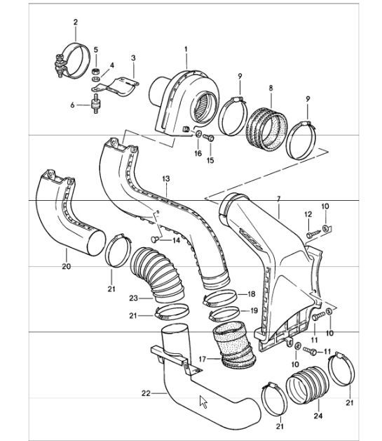 Diagram 108-10 Porsche Boxster 986 2.7L (1999-2002) Motor
