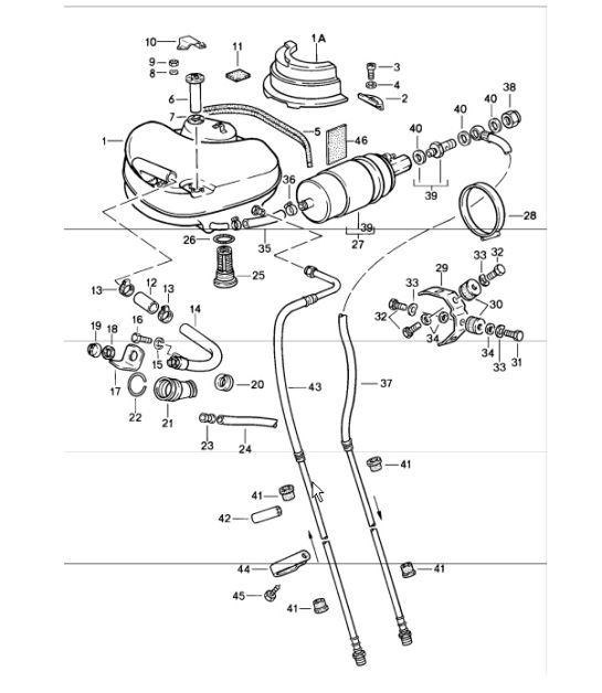 Diagram 201-00 Porsche Boxster 987 MKII 2.9L 2009-2012 燃油系统、排气系统