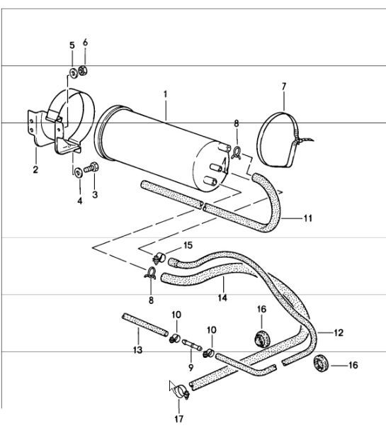 Diagram 201-20 Porsche Macan (95B) MK1 (2014-2018) Fuel System, Exhaust System