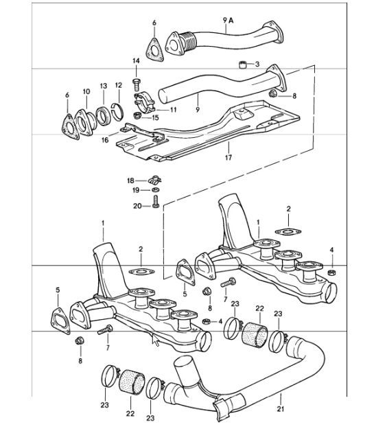 Diagram 202-05 Porsche Boxster 981 2.7L 2012-16 燃油系统、排气系统