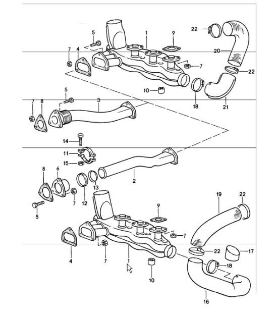 Diagram 202-10 Porsche Cayenne Turbo / Turbo S 4.8L 2007>> Kraftstoffsystem, Abgassystem