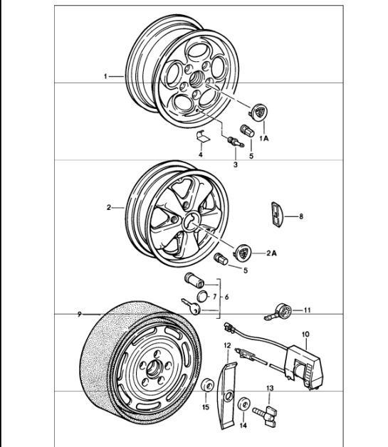 Diagram 601-00 Porsche Boxster 986 2.5L 1997-99 Ruedas, Frenos