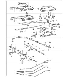 parking-brake lever, actuating lever for heating 911 1984-86