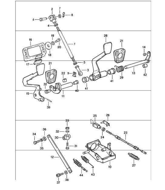 Diagram 702-00 Porsche Cayman 718 (982) 2017>> Système de levier manuel, groupe de pédales 