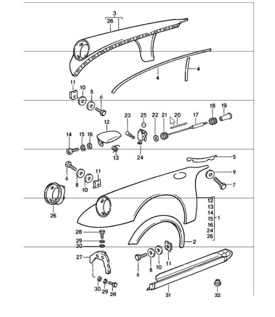 Diagram 801-30 Porsche 911 & 912 (1965-1989) Body