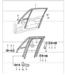 Door glass frame 911 COUPE 1984-86