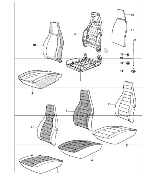 front seat single parts cars 911 UPTO 1984