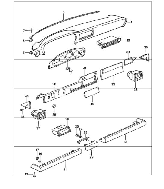 dashboard trim with installation parts 911 1986 ONWARDS