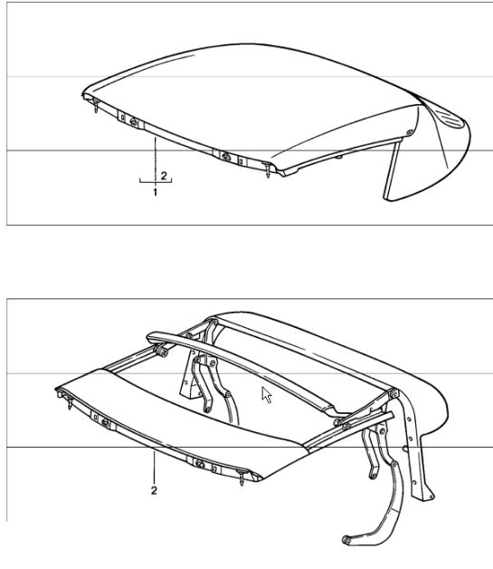 convertible top, convertible top frame electrically adjustable 911 M439 1986 onwards