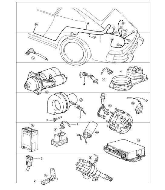 Diagram 902-11 Porsche Boxster 986 2.7L 2003-04 Electrical equipment
