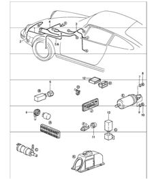 wiring harnesses: headlight washer system, indicator lights, fuel pump 911 1984-86