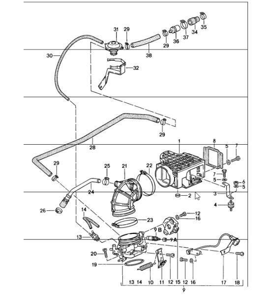 Diagram 107-00 Porsche Cayman GTS 718 4.0L Schaltgetriebe (400 PS) Motor