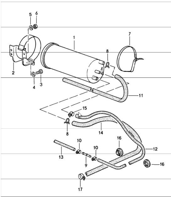 Diagram 201-20 Porsche Macan (95B) MK1 (2014-2018) Fuel System, Exhaust System