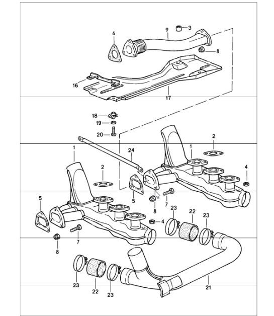 Diagram 202-05 Porsche Cayman GT4 3.8L 2015-16 Système de carburant, système d'échappement