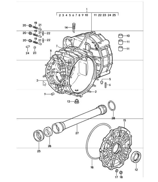 Diagram 302-02 Porsche 997 Carrera 2 3.6L 2005>> Übertragung