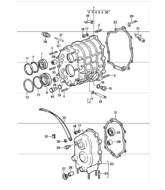 gear housing transmission cover 911 1987-89