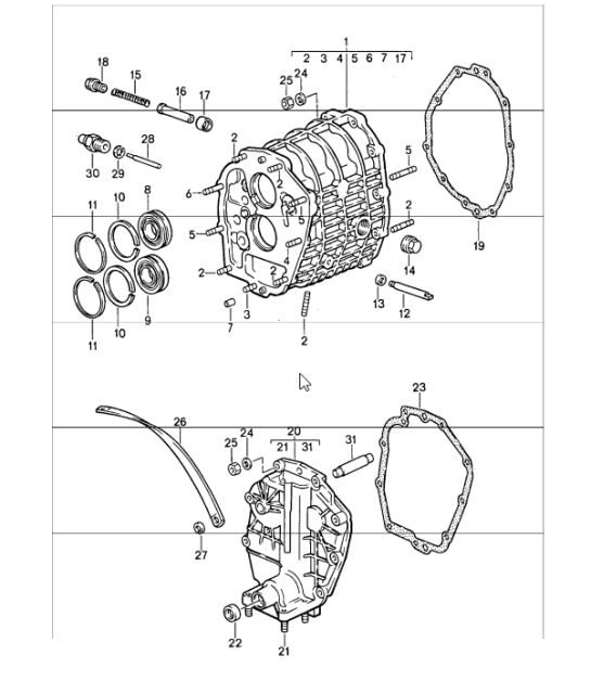 gear housing / transmission cover 911 1987-89