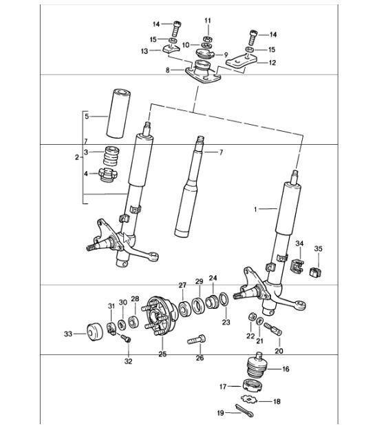 Diagram 402-00 Porsche 911 & 912 (1965-1989) Front Axle, Steering 