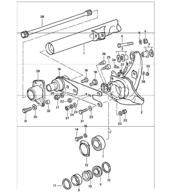 Diagram 501-00 Porsche Macan (95B) MK1 (2014-2018) Rear Axle