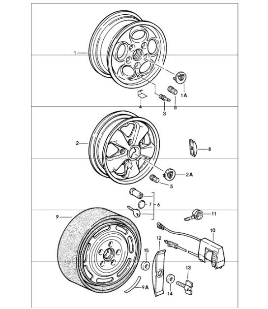 Diagram 601-00 Porsche Boxster 986 2.7L 1999-02 Wheels, Brakes