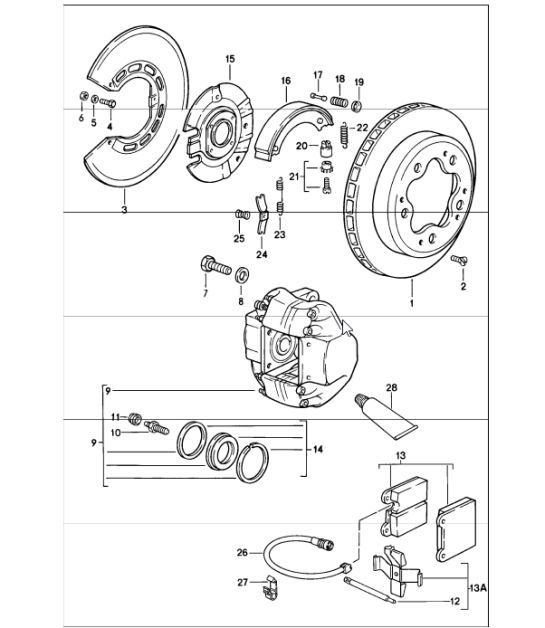 brake rear axle 911 CARRERA 1987-89