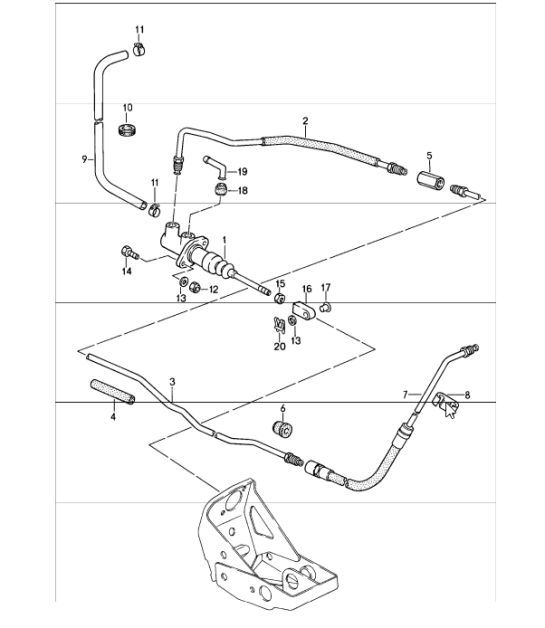 Diagram 702-08 Porsche Cayman 718C (982C) 2017>> Hand Lever System, Pedal Cluster 