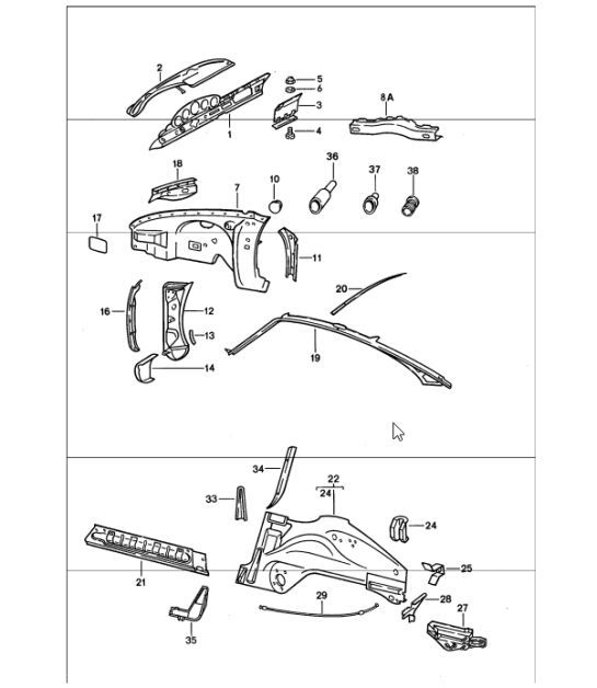 Diagram 801-20 Porsche Cayman T 718 2.0L Manual (300 ch) Carrosserie