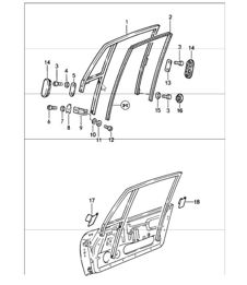 door glass frame 911 COUPE 1987-89