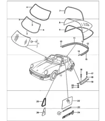 window glazing 911 TARGA / CABRIO 1987-89