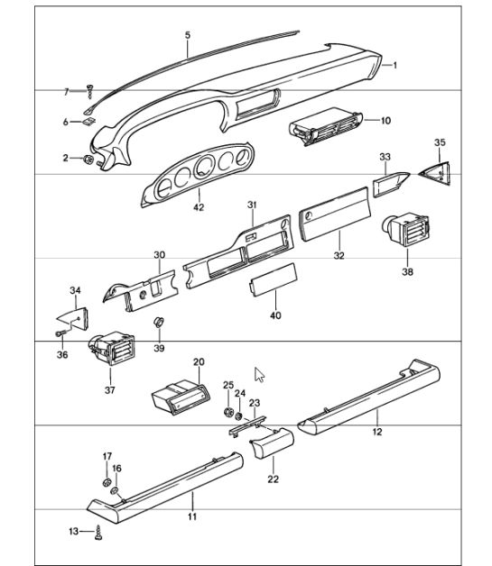 dashboard with installation parts 911 1987-89