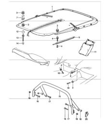 tonneau cover, protective bracket 911 CABRIO 1987-89