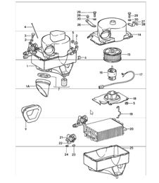 air conditioner, evaporator housing, single parts 911 1987-89