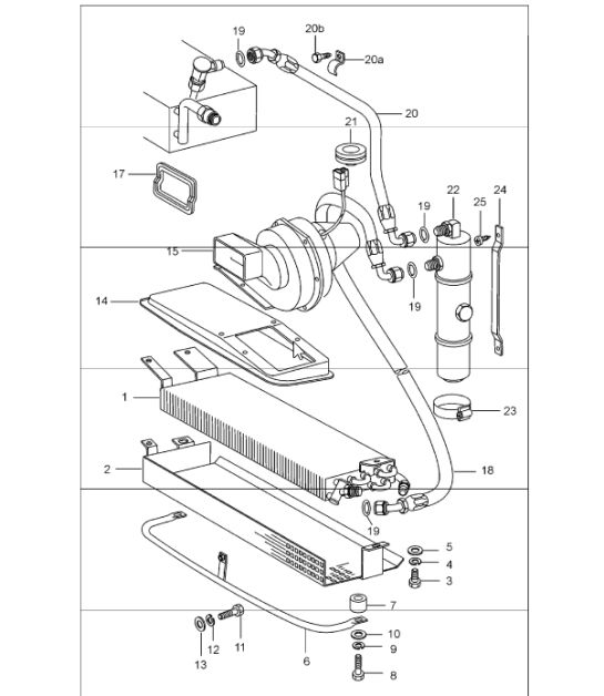 condenser lines accessories and others front 911 1987-89