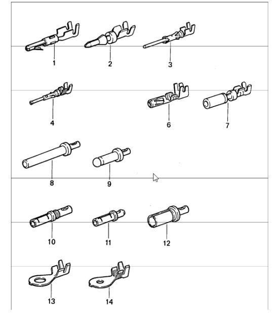 round connector, contact pin, cable shoe 911 1987-89