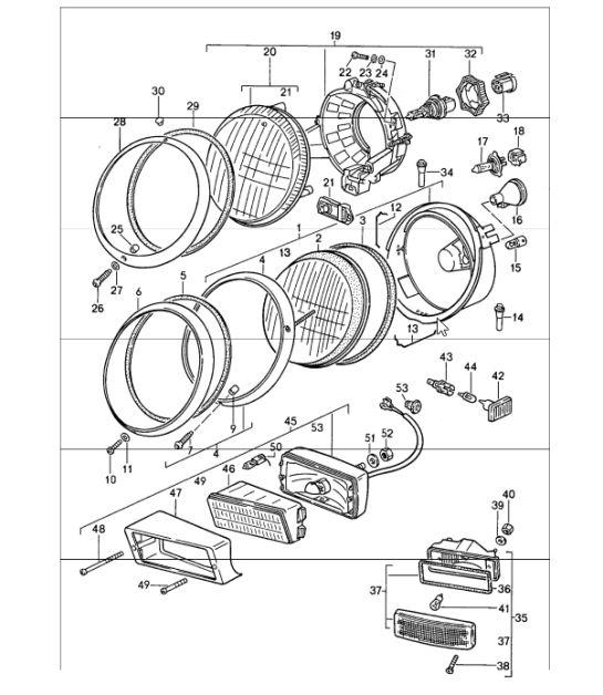 headlamp 911 1987-89