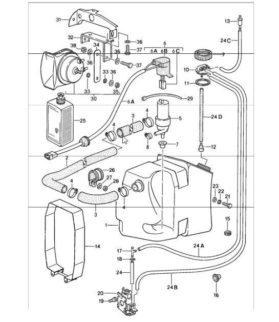 special model flatnose design windscreen washer system horn 911 TURBO M506 1988-89