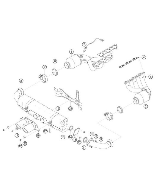 Diagram 2.2-05 Porsche Macan (95B) MK1 (2014-2018) Fuel System, Exhaust System