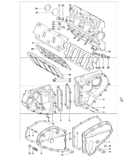 Diagram 103-05 Porsche Boxster S 981 3.4L 2012-16 引擎