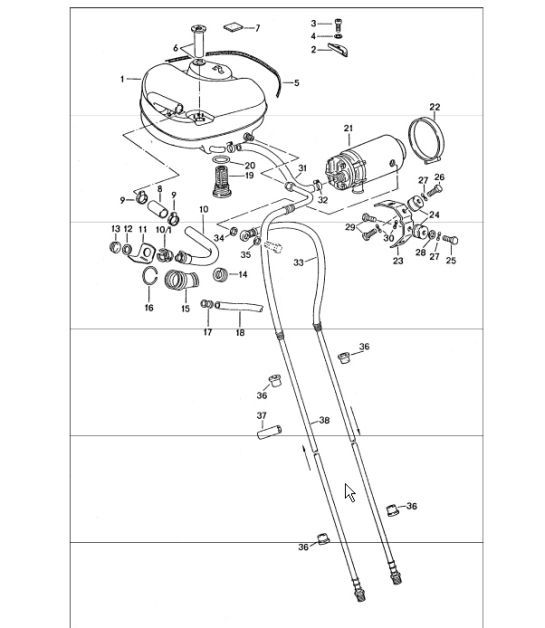 Diagram 201-05 Porsche Cayenne MK3 (958) 2010-2017 Sistema de combustible, sistema de escape