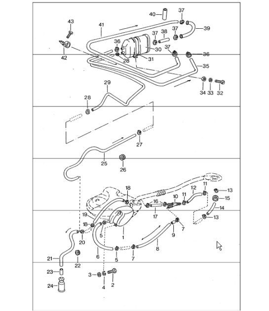 Diagram 201-30 Porsche Macan (95B) MK1 (2014-2018) Fuel System, Exhaust System