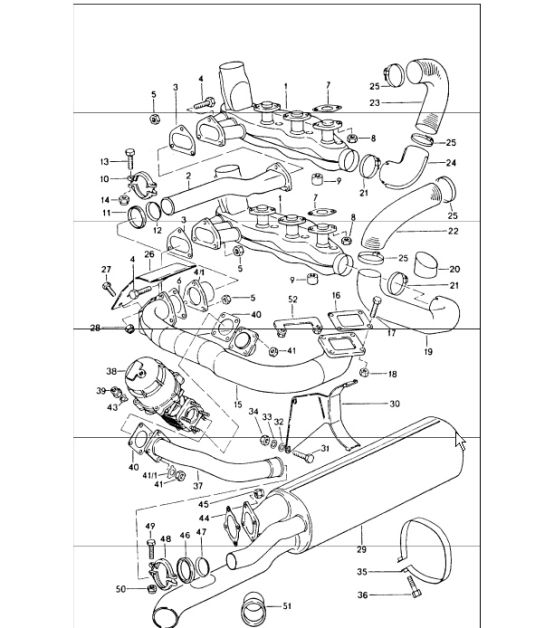 exhaust system 911 TURBO 1975-77