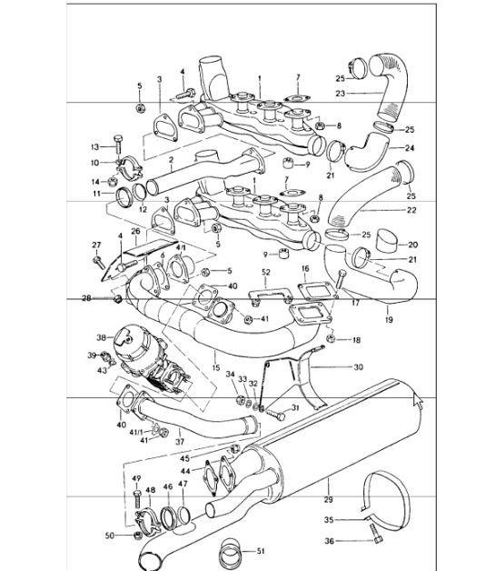 Diagram 202-00 Porsche Cayenne MK2 (957) 2007-2010 Sistema de combustible, sistema de escape