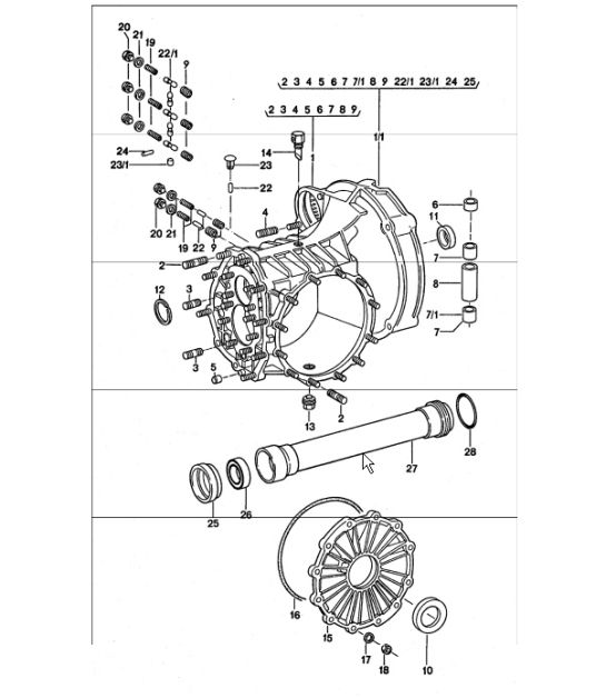 replacement transmission, transmission case 911 TURBO 1975-77