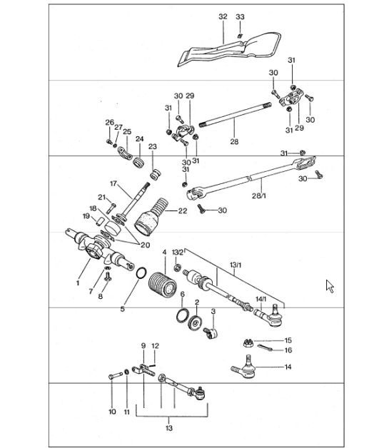 Diagram 403-00 Porsche 911 & 912 (1965-1989) Front Axle, Steering 