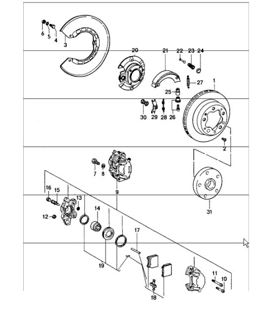 disc brake rear, handbrake 911 TURBO 1975-77