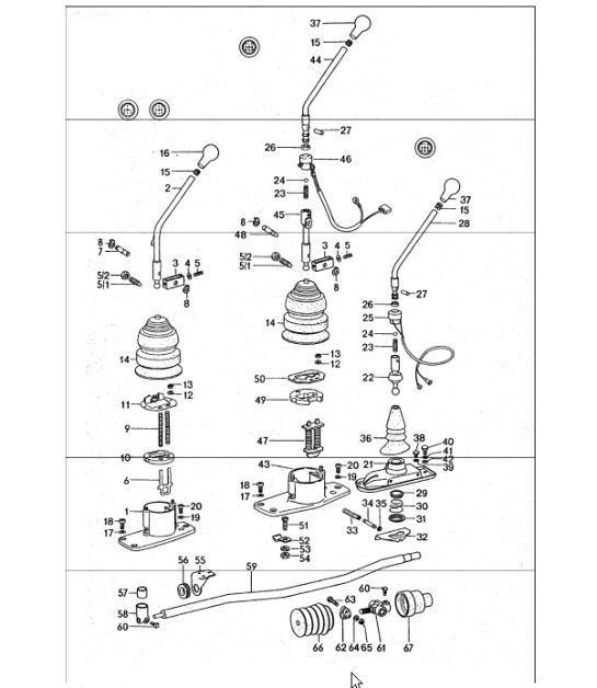 Diagram 701-00 Porsche Macan (95B) MK1 (2014-2018) Hand Lever System, Pedal Cluster 