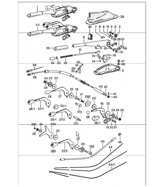 Diagram 701-05 Porsche Macan (95B) MK1 (2014-2018) Hand Lever System, Pedal Cluster 