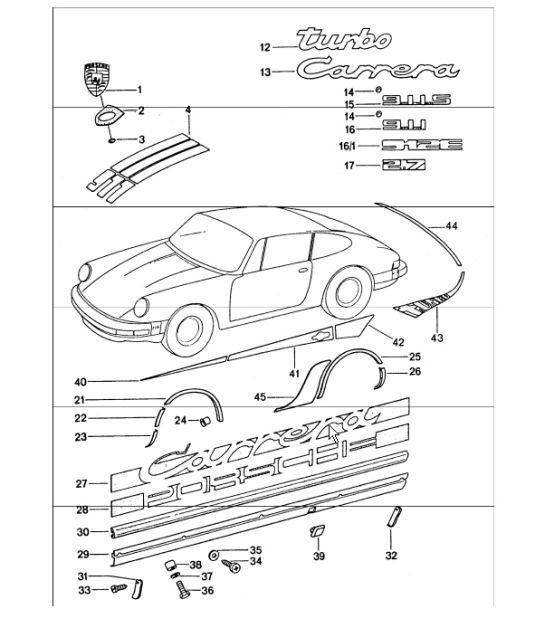 Diagram 810-00 Porsche 911/912 1965- 08/1968 SWB Carrosserie